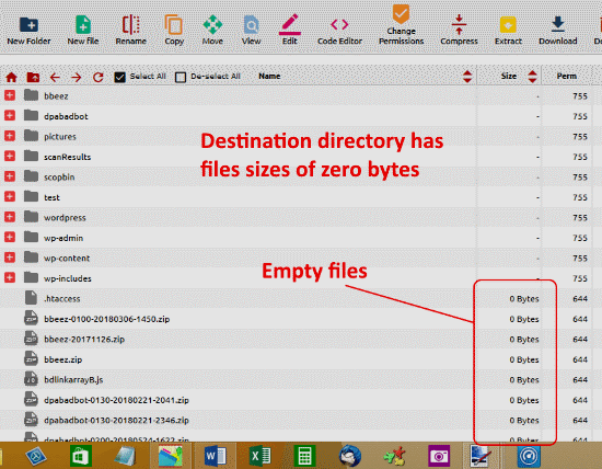 empty destination files